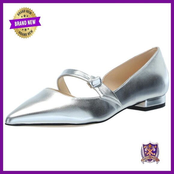 Shoes - Pointy Toe Dress Flats with Strap, Faux Leather, Size 5-12